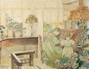 Marie y Vibeke Kroyer en el escritorio de la casa en Skagen Plantage de Peder Severin Krøyer
